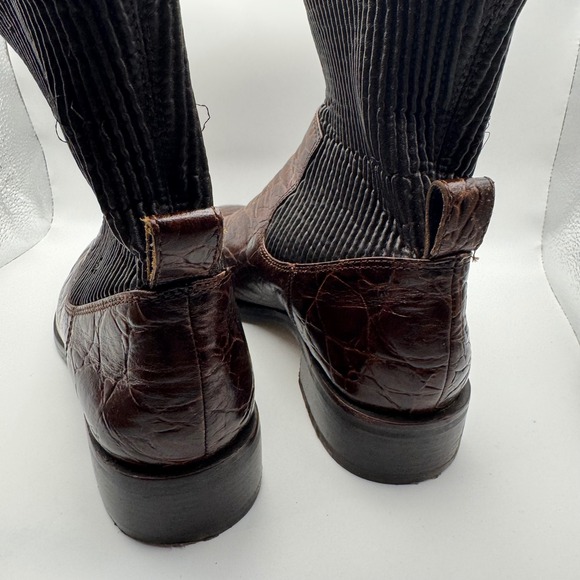Louise et Cie Mens Brown Croc Embossed Leather Sock Ankle Boots Size 8.5M 39 main image 7